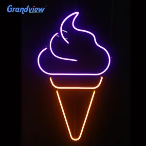 商店装饰条霓虹灯标志USB或电池冰淇淋锥形灯Led霓虹灯