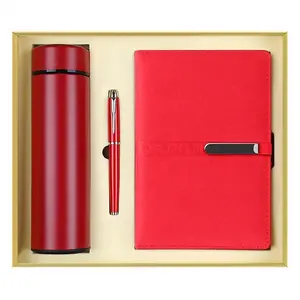 Promotional gift box set pu 3in1notebook set with Led thermos custom logo luxury promotional buisiness notebook gift set