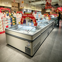 Réfrigérateur combiné îlot extra large horizontal 4 portes, sans givre, à refroidissement direct par ventilateur, 2 étoiles, à usage commercial