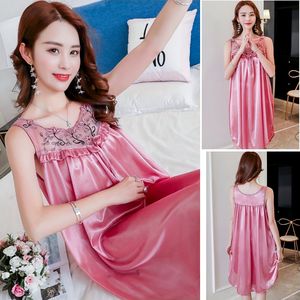 Nuevas mujeres encaje Patchwork ropa de dormir fina seda de hielo transpirable verano camisón sólido señora elegante vestido de <span class=keywords><strong>noche</strong></span> - Product Image 6