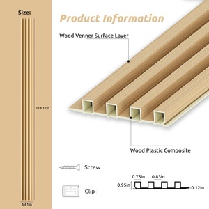 Panneau mural décoratif rainuré moderne en WPC à base de PE, résistant à l'eau, revêtement composite bois-plastique pour zones de divertissement intérieures - Product Image 2