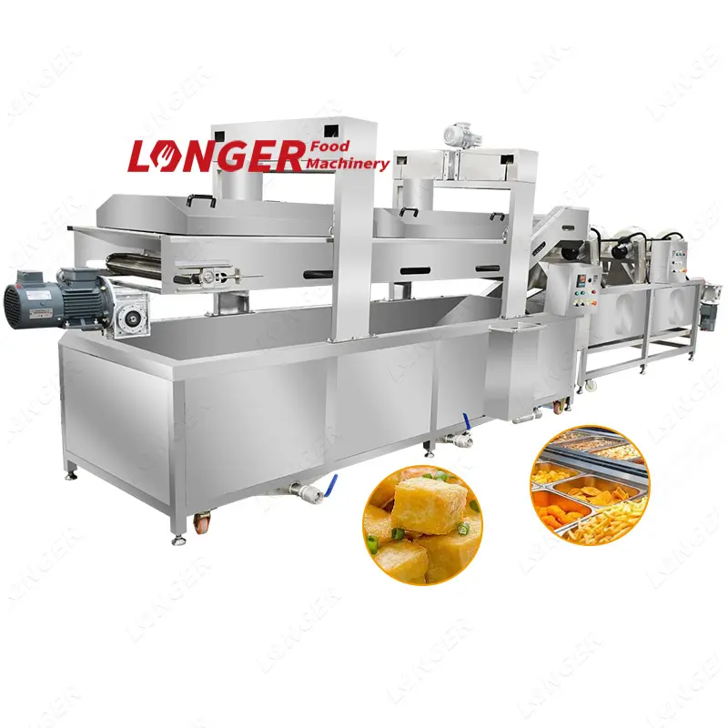 Automatic Industrial Gas Continuous Fried Tofu Frying Machine/Fast Snack Food Fryer