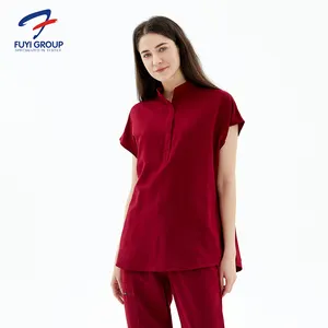 Uniformes de LICRA reutilizables de la serie americana, uniforme médico a la moda, elástico, antibacteriano, para enfermera