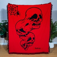 Neue Europäisch-Amerikanische Gewebte Wandteppiche Hochwertige Dekorative Polyester-Baumwoll-Cartoon-Anime-Decke mit Totenkopf-Motiv für Sofas