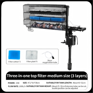 고품질 3 in 1 무소음 걸이형 필터 박스 외부 상단 수족관 어항 물 순환 필터 - Product Image 4