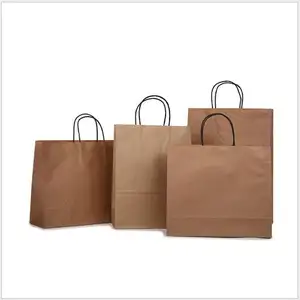 RUIPACK OEM OEM custom China Suppliers Custom Printed Brown Kraft Paper Carrier Shopping Bag Take Out Delivery Bags