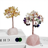 Hisera Arbre à Argent en Améthyste Naturelle Style Punk, Arbre Porte-Bonheur en Cristal avec Gravier 7 Couleurs et Strass, Décoration Minérale pour la Maison, Mariages et Anniversaires