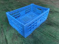 Conteneur de rangement pliable en plastique PP de 43 litres avec couvercle, caisse pliable pour fruits, légumes, transport, rangement, caisse en maille