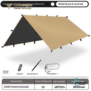 19 Hanging Point Multifunctional Sky Curtain Black 210D Oxford Vinyl Plat UPF50+ Waterproof 8000mm - Product Image 2