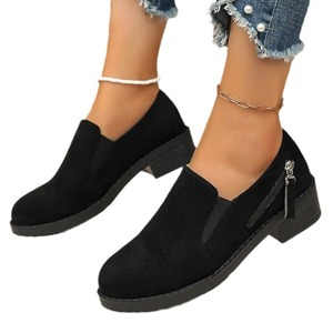 Zapatos Planos de Tacón Bajo para Mujer, Estilo Británico, Otoño, Sin Cordones, Talla Grande, Tacón Medio - Product Image 5