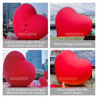 Ballon en tissu Oxford rouge géant en forme de cœur Publicité commerciale Gonflable pour la décoration de fête Esthétique commerciale Expositions artistiques
