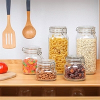 Bocaux en verre pour aliments avec couvercles hermétiques à pince, grands bocaux Mason pour la cuisine, pour farine, céréales, café, pâtes, mise en conserve