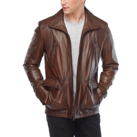 Veste en cuir véritable pour homme de qualité supérieure, fermeture éclair sur le devant, logo personnalisé, écologique, décontractée, hiver, service OEM