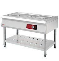 Table de Travail Commerciale Portable avec Bain-Marie Gastro 1/1 GN pour Restauration Professionnelle – Vitrine Chaude avec Plateau Intégré