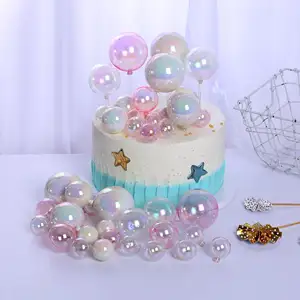 6pcs Colorful Balls Cake Topper Mini Balloons Foam Cupcake Topper DIY Artificial Cake Decorations For Wedding Anniversary B