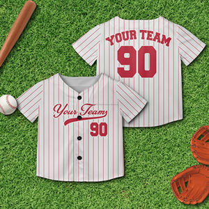 เสื้อเจอร์ซีย์เบสบอลและซอฟต์บอลปรับแต่งได้สำหรับเด็กและวัยรุ่นส่วนตัวชื่อและแถบสีของทีมชุดสำหรับกิจกรรมเยาวชน - Product Image 1