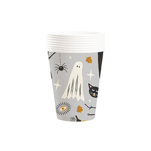 DAMAI Halloween Theme Black Cat Bumpkin Little Ghost Disposable Party Paper Plates Napkins Cups Party Disposable Tableware Set - Product Image 5