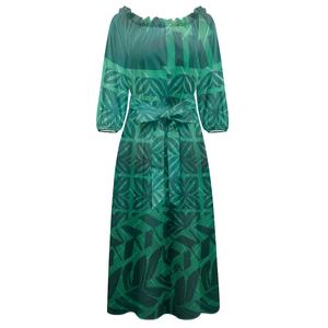 Abito da sera viola elegante di alta qualità con stampa Tie-dye modello tribale polinesiano abito <span class=keywords><strong>monospalla</strong></span> a maniche lunghe da donna - Product Image 3