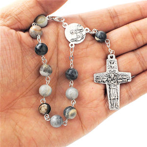 Perles en pierre de Picasso de 8mm, pièces, pour chapelet pastoral religieux, pièce centrale en polyéthylène, pour la décoration de voiture - Product Image 3