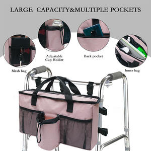 Bolsa de Gran Capacidad con Diseño Floral y Múltiples Bolsillos para Personas Mayores, Correas Ajustables, Bolsa Organizadora para Andadera de Fácil Acceso - Product Image 3