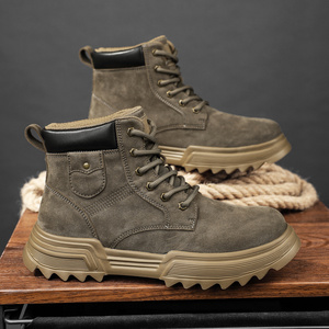 Scarponi da Trekking in Pelle Scamosciata per <span class=keywords><strong>Uomo</strong></span>, Stivali Robusti Antiscivolo con Suola Spessa, Scarpe Casual da Avventura con Lacci e Logo Personalizzato - Product Image 4
