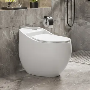 现代设计酒店浴室圆形抽水马桶虹吸冲洗一体式陶瓷蛋形厕所