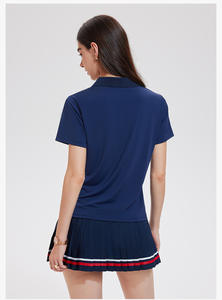 批发新款运动速干氨纶/尼龙运动衫女式短袖翻领户外徒步健身网球 - Product Image 5