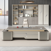 Bureau de patron exécutif moderne simple direct d'usine Table de bureau en bois de luxe de haute qualité en forme de L