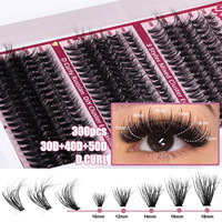 Qianmei Extensions de cils naturelles à courbure D, effet volume intense, pour greffe segmentée DIY, en grappes individuelles et recourbées