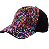 Casquette de baseball ajustable 3D unisexe en coton 100% à 6 panneaux, style hip-hop, avec maille respirante, paillettes, strass et cristaux, idéale pour l'été