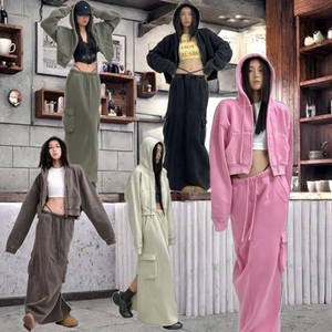 Clothing Manufacturers Custom Spring and Autumn Fashion Simple 345 Grams Hooded <strong>Cardigan</strong> Long Sleeve Sweatshirt <strong>for</strong> <strong>Women</strong> - Product Image 3