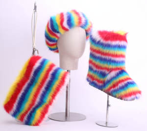 Grosir Sepatu Bot Bulu Berbulu Musim Dingin dengan Ikat Kepala dan Tas Sepatu Bot Bulu Kelinci Wanita - Product Image 5