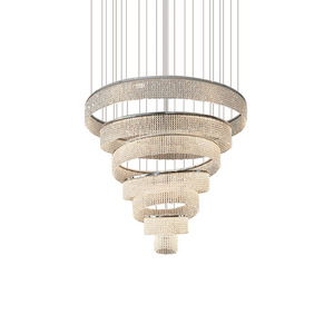 Lustre suspendu LED moderne de luxe en acier inoxydable à plusieurs niveaux, angle de faisceau 360°, garantie 2 ans, pour villa, escalier haut - Product Image 5