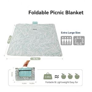 <b>Outdoor</b> Blanket Quilted <b>Mat</b> Roll up Storage With Zipper Pocket Carry Handle for Beach Park Picnic - Product Image 3