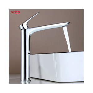 Grifo de Lavabo Monomando Moderno <span class=keywords><strong>Ares</strong></span> Idealex de Latón, Agua Fría/Caliente, Montaje en Cubierta, Válvula Cerámica, Diseño de una Sola Manija, Acabado Pulido, 5 Años de Garantía - Product Image 1