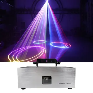 Big Face 4W RGB 3 IN 1 Full Color Laser Light High Bright Scan Line Beam Stage Lighting Projector Cartoon DJ Club Disco Lamp