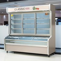 Commerciële Dubbele Temperatuur Verticale Display Koeler Voor Restaurants Pittige Hot Pot & Fresh-Keeper Voor Groenten En Fruit
