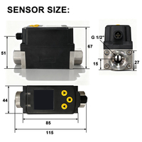 VOLKE FXH02 Vente directe usine OEM Capteur de débit numérique miniature pour eau, liquide et huile à effet vortex avec écran TFT +/-2%