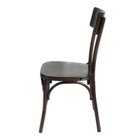Chaise de café empilable avec structure métallique, assise et dossier en métal thermolaqué, dossier en bois courbé, pour restaurant, bistro, usage commercial, vente en gros
