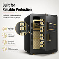 Caja de Seguridad DAYI 45fh9 de Lujo, Negra y Dorada, con Cerradura Electrónica y Huella Dactilar, de Acero Aleado, para Hotel, Hogar y Dormitorio