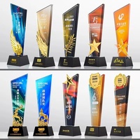 Trophée en marbre écologique, trophée en cristal étoile à cinq branches haut de gamme personnalisé pour récompense de réunion annuelle