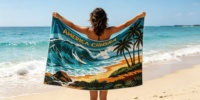 Premium 100% Cotton Velour Beach Towel 70x140cm Reactive Printed Quick Dry Soft Bath Beach Towel