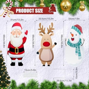 Décorations de jardin de Noël, panneaux de Noël pour l'extérieur avec piquets, panneaux de Noël pour la pelouse avec Père Noël, bonhomme de neige, renne - Product Image 3