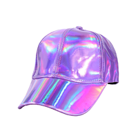 Casquette de baseball 6 panneaux en PU holographique tissé, style vintage classique, personnalisable, respirante, couleur réfléchissante, sportive, en dobby