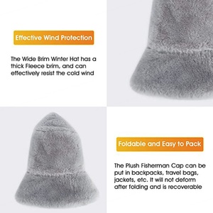 หมวกทรงถังขนสัตว์เทียมสำหรับผู้หญิงหมวกอบอุ่นนุ่มฟู - Product Image 5