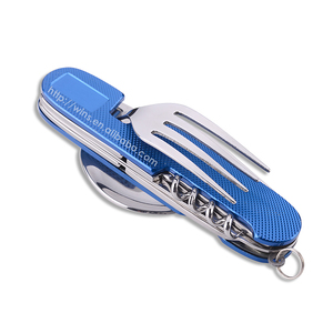 Camping utensilios cubiertos 6 en 1 cuchara tenedor cuchillo abridor de botella de 2 Acero inoxidable plegable desmontable Camping cubiertos - Product Image 3