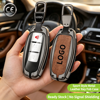Étui de protection pour clé de voiture en cuir et métal de luxe avec logo personnalisé et sangle mousqueton pour télécommande sans clé Nissan