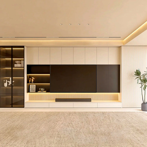 Mobile TV su Misura per Tutta la Casa, Unità Integrata di Lusso in Vetro e Legno Massello per <span class=keywords><strong>Soggiorno</strong></span> di Villa - Product Image 3