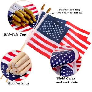 Bandiere personalizzate in legno serigrafate in poliestere bandiere americane per bambini Stick US Flags - Product Image 3