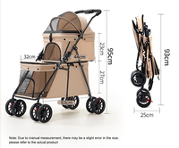 Poussette pour chien double couche de luxe avec 4 roues universelles réglables en tissu Oxford pour voyage en plein air compartiment pour bébé et animal de compagnie